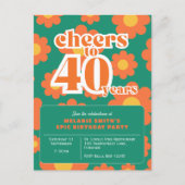 Invitation "Cheers to 40 years" rétro vert 40e (Devant)