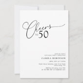 Invitation Cheers to 50 Modern Script 50th Birthday Party (Devant)