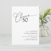 Invitation Cheers to 50 Modern Script 50th Birthday Party (Debout devant)