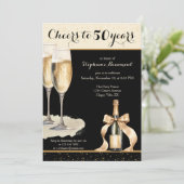 Invitation Cheers to 50 Years Black Champagne Birthday (Debout devant)