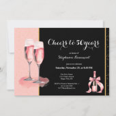 Invitation Cheers to 50 Years Black Champagne Birthday (Devant)