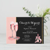 Invitation Cheers to 50 Years Black Champagne Birthday (Debout devant)