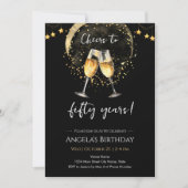 Invitation Cheers to 50th Birthday Black and Gold (Devant)