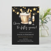 Invitation Cheers to 50th Birthday Champagne (Debout devant)