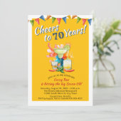 Invitation Cheers to 70 Years Modern Fiesta 70th Birthday  (Debout devant)
