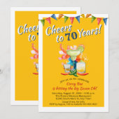 Invitation Cheers to 70 Years Modern Fiesta 70th Birthday  (Devant / Derrière)