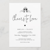 Invitation Cheers to Love Minimalist Script Retro Wedding (Devant)
