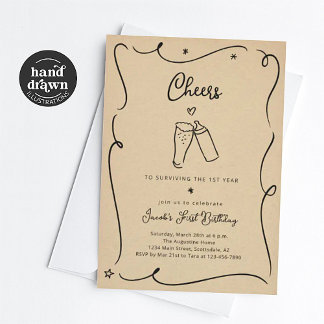 Invitation Cheers to Surviving the First Year Funny Birthday