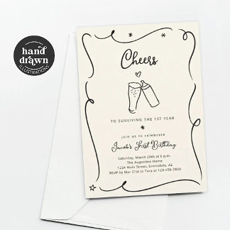Invitation Cheers to Surviving the First Year Funny Birthday