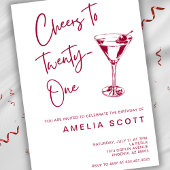 Invitation Cheers Vingt et un Cherry Red Martini 21e annivers