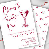 Invitation Cheers Vingt et un Cherry Red Martini 21e annivers