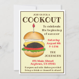Invitation Cheese Burger Cheeseburger BBQ Barbecue Cuisine