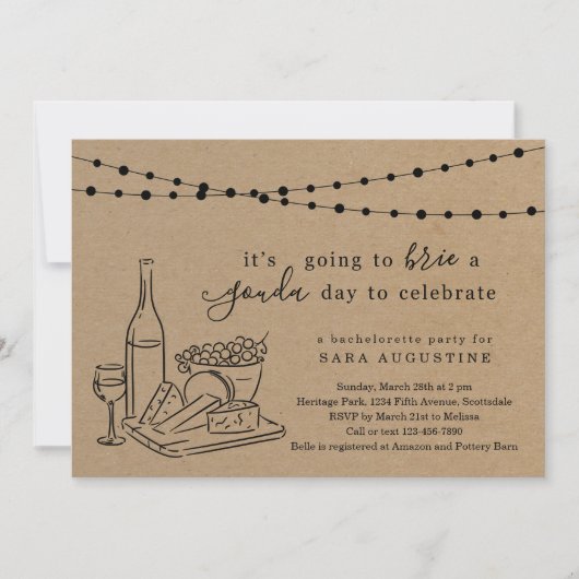Invitation Cheese Thème Bachelorette Party Kraft Arrière - pl (Devant)