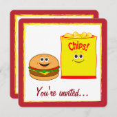 Invitation Cheeseburger et pommes chips (Devant / Derrière)