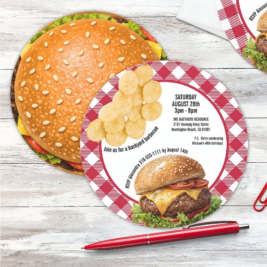 Invitation Cheeseburger grillé au BBQ de jardin