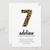 Invitation Cheetah / Empreinte de léopard 7e anniversaire Inv (Devant / Derrière)