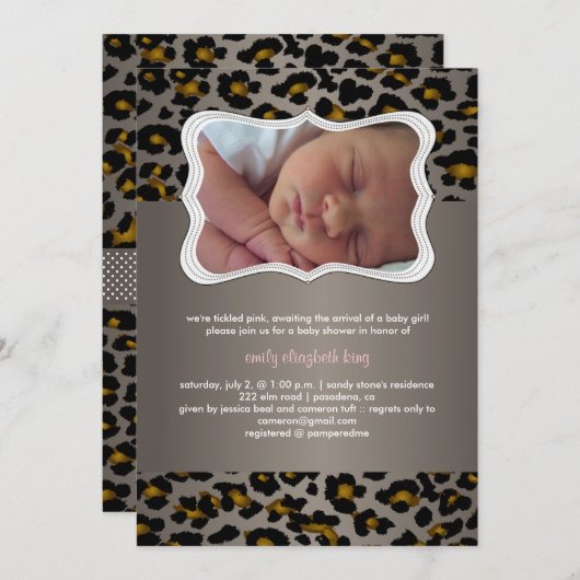 Invitation Cheetah/faire-part de naissance/douche PixDezines (Devant / Derrière)