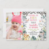 Invitation Cheetah Imprimer Photo Appels Animaux de fête Anni (Devant)