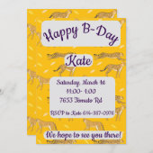 Invitation Cheetah Joyeux anniversaire (Devant / Derrière)