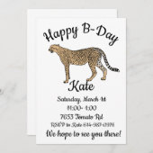 Invitation Cheetah Joyeux anniversaire (Devant / Derrière)