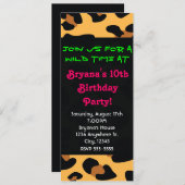 Invitation Cheetah Leopard Poster de animal Black Long Invita (Devant / Derrière)
