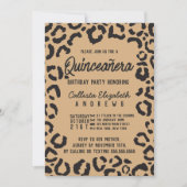 Invitation Cheetah Leopard Quinceañera en or noir moderne (Devant)