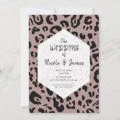 Invitation Cheetah noir et blanc Leopard Chic Mariage Invit (Devant)