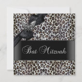 Invitation Cheetah Papillon Noir Bat Mitzvah (Dos)