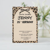 Invitation Cheetah Print Custom Kids Birthday Invite Party  (Debout devant)
