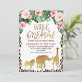 Invitation Cheetah Print Floral Gold Safari Wild Un Anniversa (Debout devant)