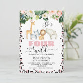Invitation Cheetah rose Imprimer Quatre jamais Wild 4e annive (Debout devant)