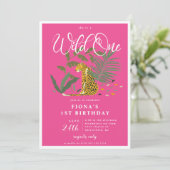 Invitation Cheetah Rose Wild Un Anniversaire (Debout devant)