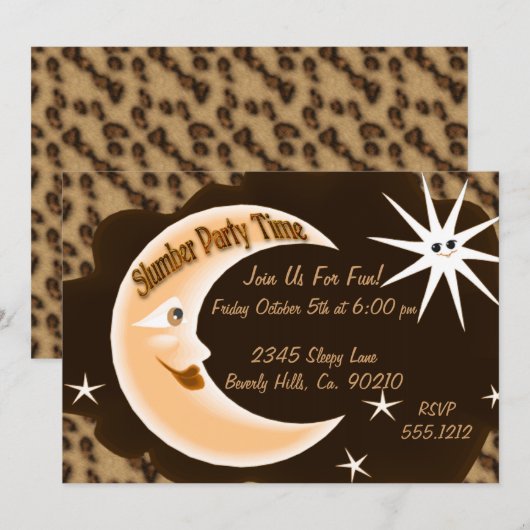 Invitation Cheetah Sleepy Moon (Devant / Derrière)