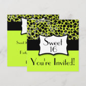 Invitation Cheetah Sweet Green Lime 16 Anniversaire (Devant / Derrière)