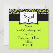 Invitation Cheetah Sweet Green Lime 16 Anniversaire (Dos)