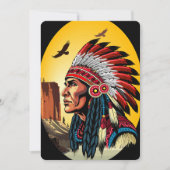 Invitation Chef amérindien sur paysage sauvage coucher de sol (Devant)