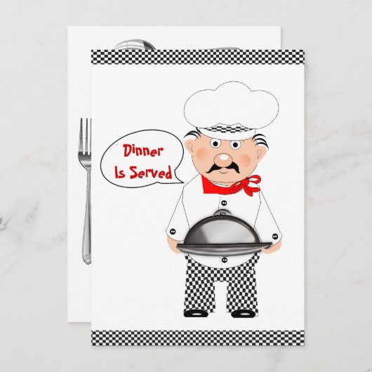 Invitation Chef Amusant de Soirée Dîner Informel (Devant / Derrière)