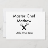 Invitation Chef cuisinier cuisinier cuisinier ajouter nom de (Dos)