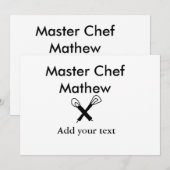 Invitation Chef cuisinier cuisinier cuisinier ajouter nom de (Devant / Derrière)