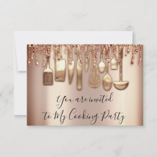 Invitation Chef de cuisine de fête de cuisine Rose Gold Goutt