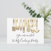Invitation Chef de cuisine Golden Kitchen Blanc doré (Debout devant)