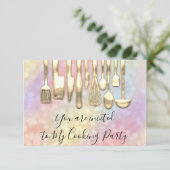 Invitation Chef de cuisine holographique de fête de cuisine d (Debout devant)