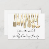 Invitation Chef de Partie de Cuisine Dorée Blanche Dorée (Devant / Derrière)