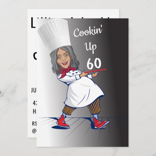 Invitation Chef 🎉 Funny Cook 60e anniversaire Funny (Devant / Derrière)