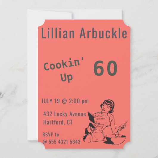 Invitation Chef 🎉 Funny Cook 60e anniversaire Funny (Dos)