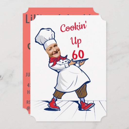 Invitation Chef 🎉 Funny Cook 60e anniversaire Funny (Devant / Derrière)