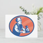 Invitation Chef Holding Money Bag Restaurant Finance (Debout devant)