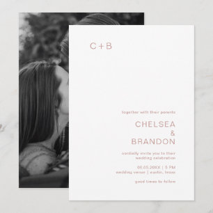 Invitation Chelsea Dusty rose Mariage moderne
