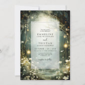 Invitation Chemin De Forêt Enchantée De Fleurs Mariage Vert (Devant)