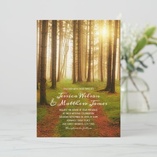 Invitation Chemin de l'arbre forestier Rustique Mariage campa (Debout devant)